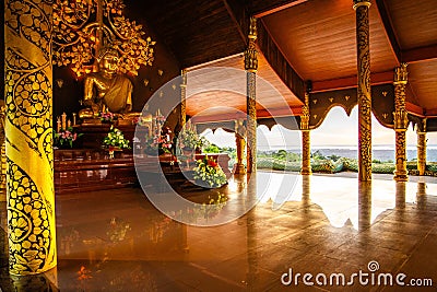 Wat Sirindhorn Wararam glowing temple in Ubon, Thailand Stock Photo