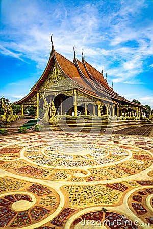 Wat Sirindhorn Wararam glowing temple in Ubon, Thailand Stock Photo