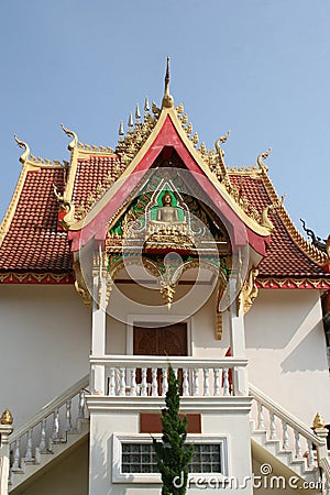 Facade of ancient Wat Sisaket temple in Vientiane in Laos Stock Photo