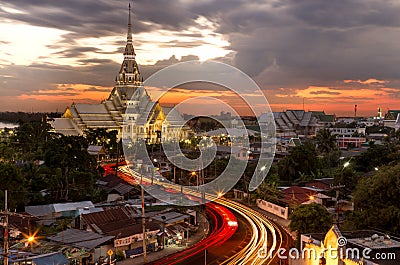 Wat sothorn wararam worawihan temple Cha choeng sao province Thailand Stock Photo