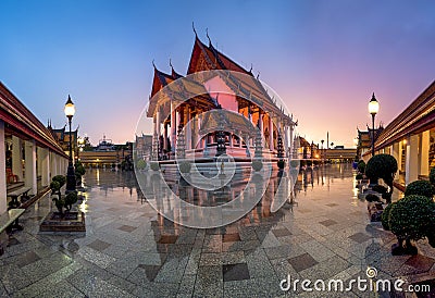 Wat Suthat Thepphawararam twilight in bangkok,Thailand Stock Photo