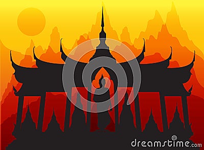Wat thai pagoda buddha vector Vector Illustration