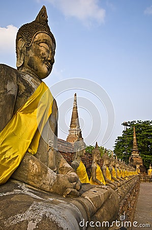 Wat Yai Chai Mongkol Stock Photo