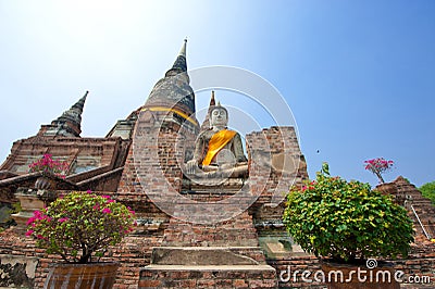 Wat Yai Chai Mongkol Stock Photo