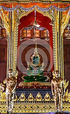 Wat Yai Suwannaram temple with green emerald buddha in Phetchaburi, Thailand Stock Photo