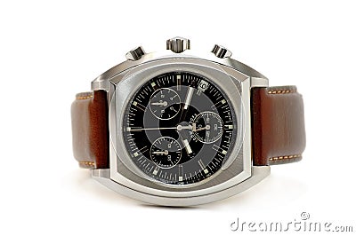 Watch - brown leather Stock Photo
