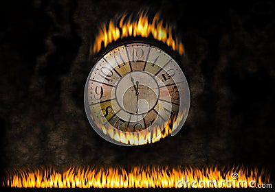 Watch clock fiery. The elapsed time. Concept of burn time, urgency Stock Photo