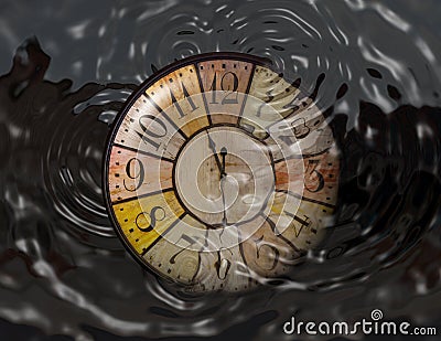 A watch is dropped in water. Concept of throwing time, wasting time. Stock Photo