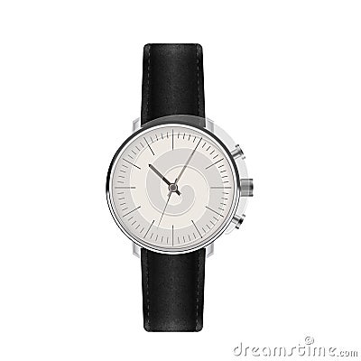 Watch with Leather Strap. Vector Vector Illustration