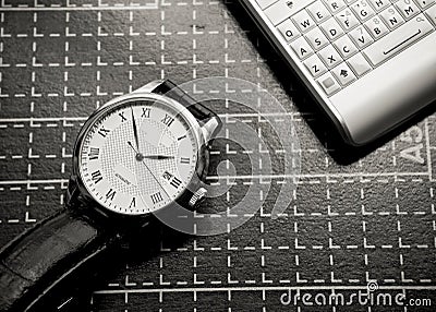 Watch and mobile phone Stock Photo