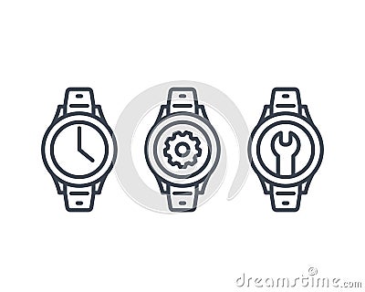 Watch repair icons Vector Illustration