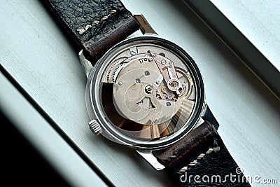 Watch repair, Vintage wrist watch overhaul and service checking Stock Photo