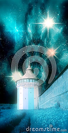 Watch tower of castle defense wall Stock Photo