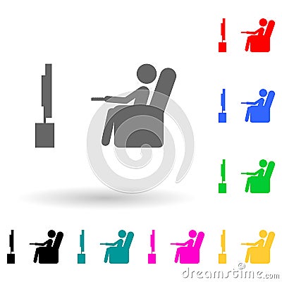 watch TV multi color style icon. Simple glyph, flat vector of bad habbits icons for ui and ux, website or mobile application Stock Photo