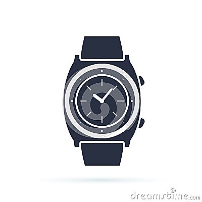 Watch vector icon isolated on white. Luxury man watches icon. Classic wrist chronograph clock . Mechanical wristwatch. Vector Illustration