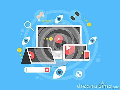 Watch video concept Vector Illustration