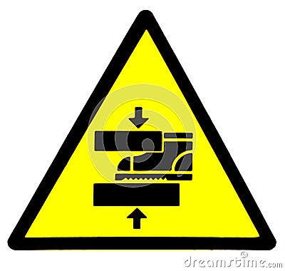 Watch your step. Danger, moving machinery sign. Stock Photo