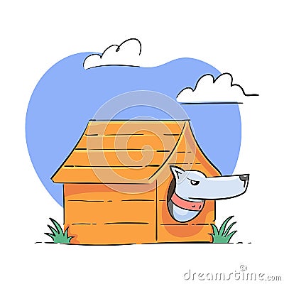 watchdog is sitting in the booth illustration Vector Illustration