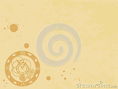 Watches in the Victorian style on old paper background, hand drawn. Vector Vector Illustration