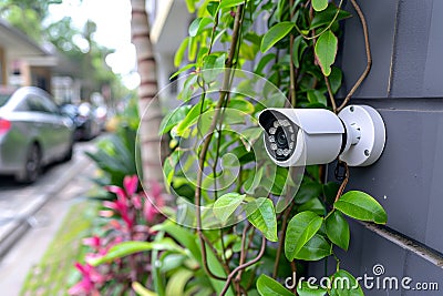 Watchful cameras oversee advanced Wi-Fi systems and mesh networks, ensuring protection and secure, scalable access in homes. Cartoon Illustration