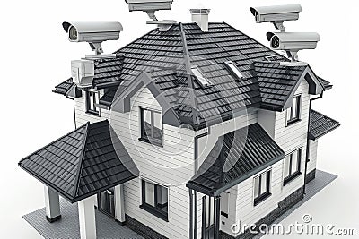 Watchful hardware enhances live control of monitoring services, integrating advanced surveillance feeds and safeguarding systems w Cartoon Illustration