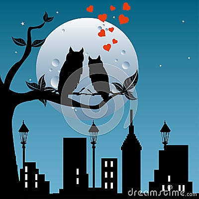 Watching the moon Vector Illustration