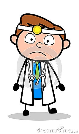 Watching Surprisingly - Professional Cartoon Doctor Vector Illustration Stock Photo