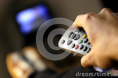 Watching TV Stock Photo