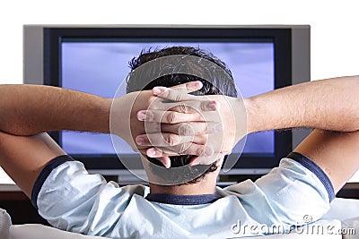 Watching TV Stock Photo