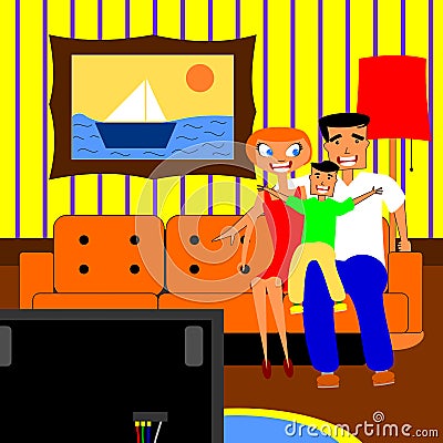 Watching TV Vector Illustration