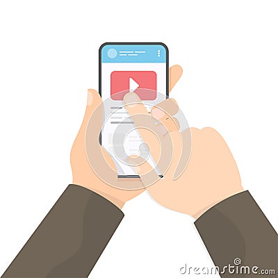 Watching video with smartphone Vector Illustration