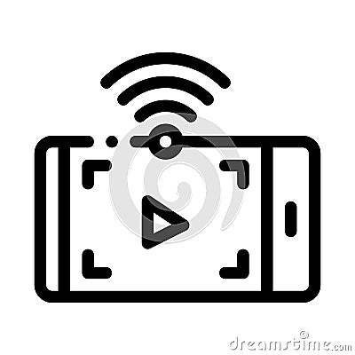 Watching video with wifi icon vector outline illustration Vector Illustration