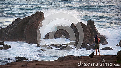 Watching the winter swells Editorial Stock Photo