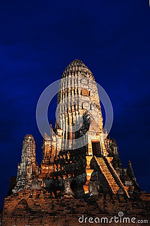 watchiwattanaram Pagoda at twilight Stock Photo
