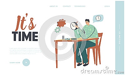 Watchmaker Character Repairing Watches or Clock Landing Page Template. Clockwork Service, Maintenance Concept Vector Illustration