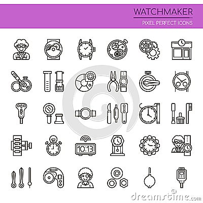 Watchmaker , Thin Line and Pixel Perfect Icons Vector Illustration