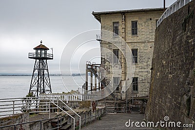 the watchtower of the Alcatraz prison Stock Photo