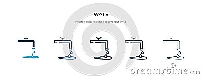 Wate icon in different style vector illustration. two colored and black wate vector icons designed in filled, outline, line and Vector Illustration
