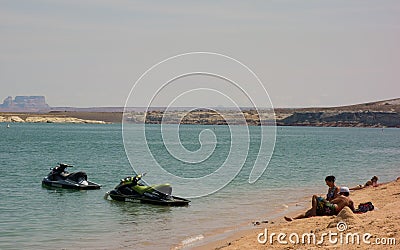 Water activity at a popular vacation destination in the desert Editorial Stock Photo