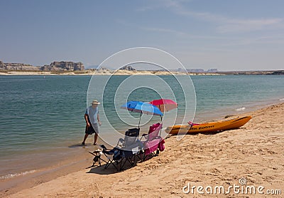 Water activity at a popular vacation destination in the desert Editorial Stock Photo