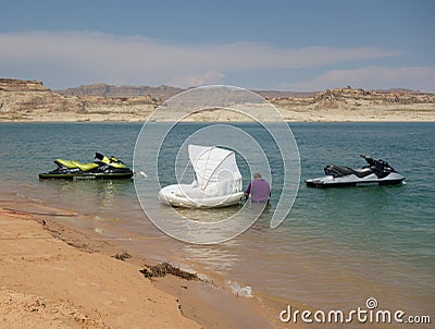 Water activity at a popular vacation destination in the desert Editorial Stock Photo