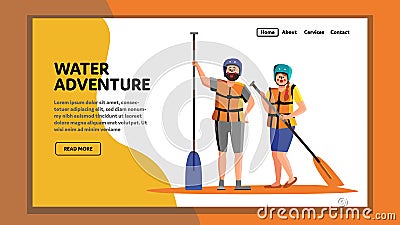 Water Adventure Tourists Sport Equipment Vector Vector Illustration