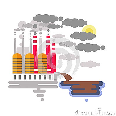 Water and air pollution Vector Illustration