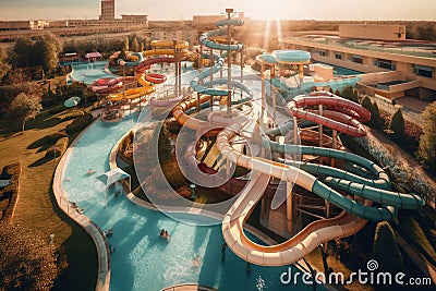 Water amusement park. Hotel with a water park Stock Photo