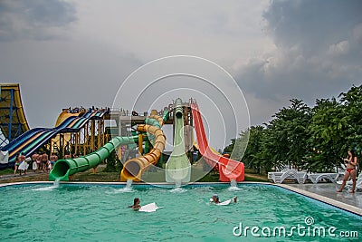 Water attractions in the water park Editorial Stock Photo