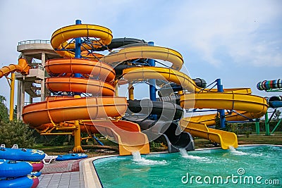 Water attractions in the water park Editorial Stock Photo