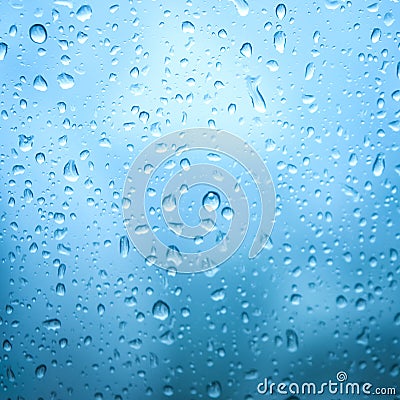 water background bubble fresh clean on glass pure rain drop abstract aqua backdrop blue clear color closeup nature wallpaper Stock Photo