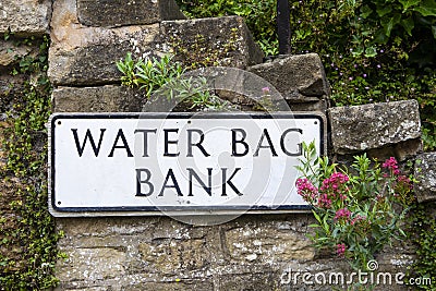 Water Bag Bank in Knaresborough, Yorkshire Stock Photo