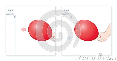 Water Balloon Bending Stream Experiment Static Charged Attracted Vector Illustration