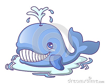 Water bath whale icon, cartoon style Vector Illustration